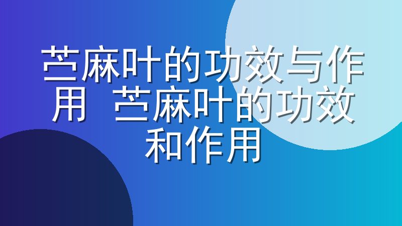 苎麻叶的功效与作用 苎麻叶的功效和作用